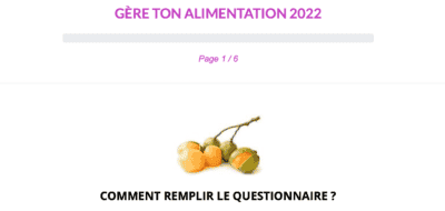 Nutrition questionnaire home page